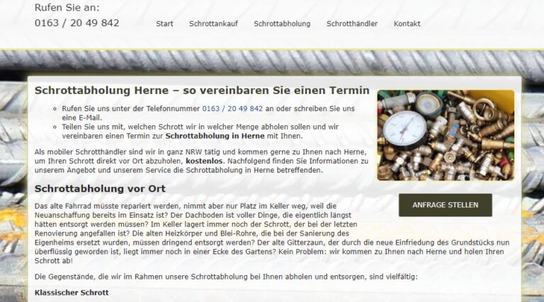 Schrottabholung Herne : ist Ihr Experte und Partner für Schrottankauf, Schrottabholung,